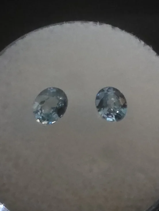 Natural Blue Zircon 0.9 ctw Cambodian Loose Gemstones Pair Oval Cut - Picture 2 of 2